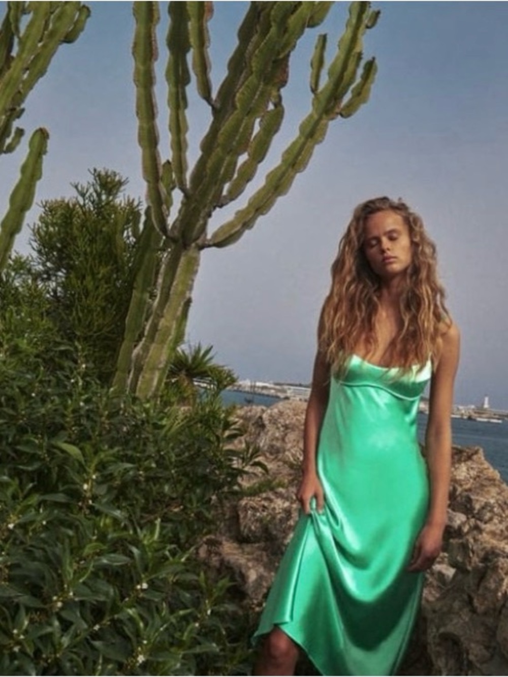 Zara Mint Green Midi Slip Dress